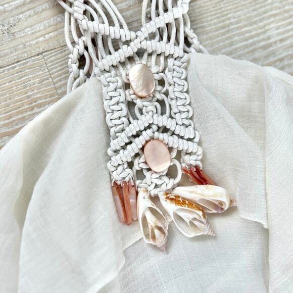 Leifsdottir Anthropologie Ardastra Gauze Shell Collar Maxi‎ Dress | White 10 - Picture 3 of 11